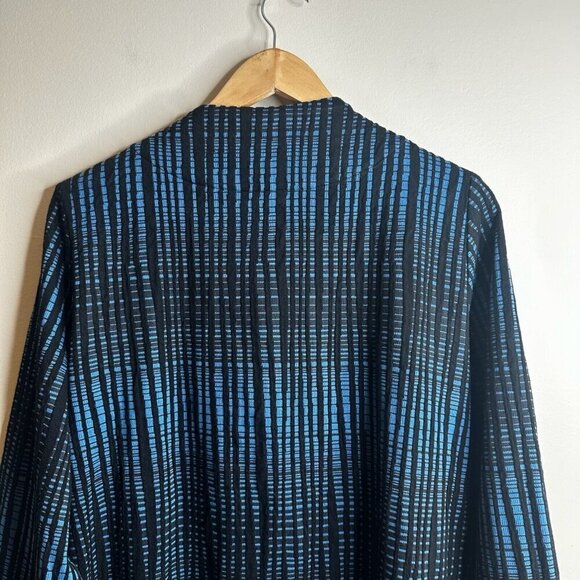 IC By CONNIE K Jacket Sz L Black Blue Textured Single Button Artsy Lagenlook - Picture 11 of 13